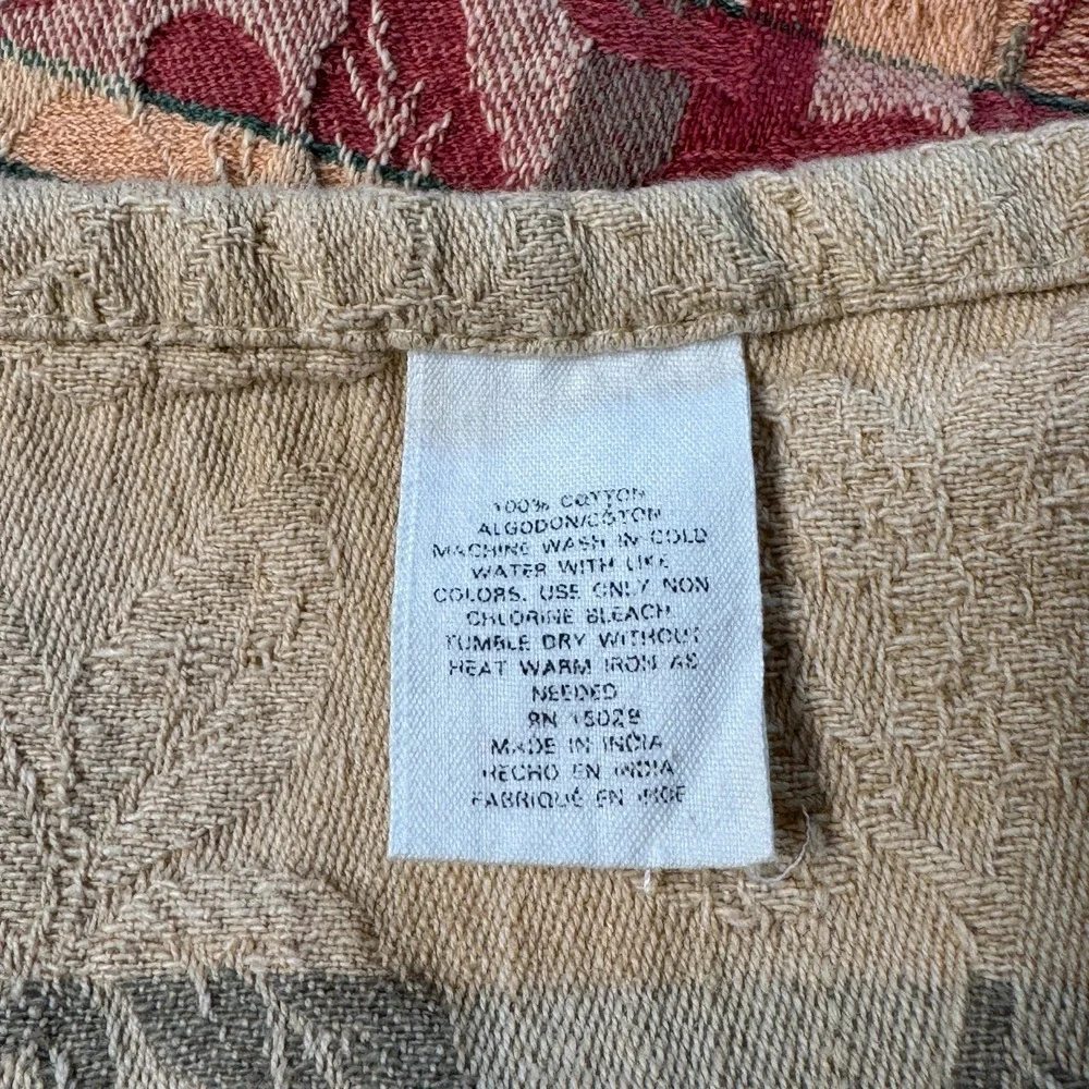 George E Bardwil and Sons Square Tablecloth Red Green Plaid Cotton Jacquard‎ VTG